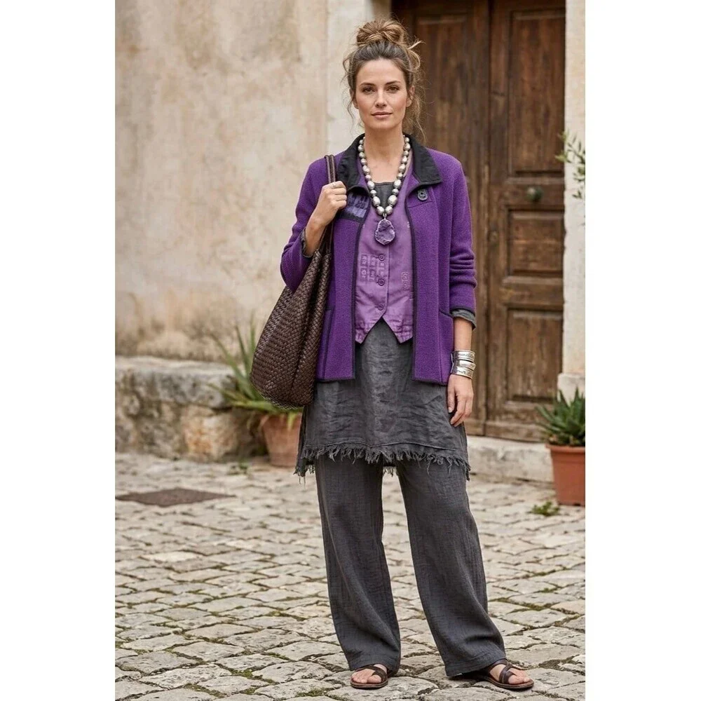 Vintage Jaskar Purple Knit Sweater | Hand Painted Whimsigothic Eclectic Core M